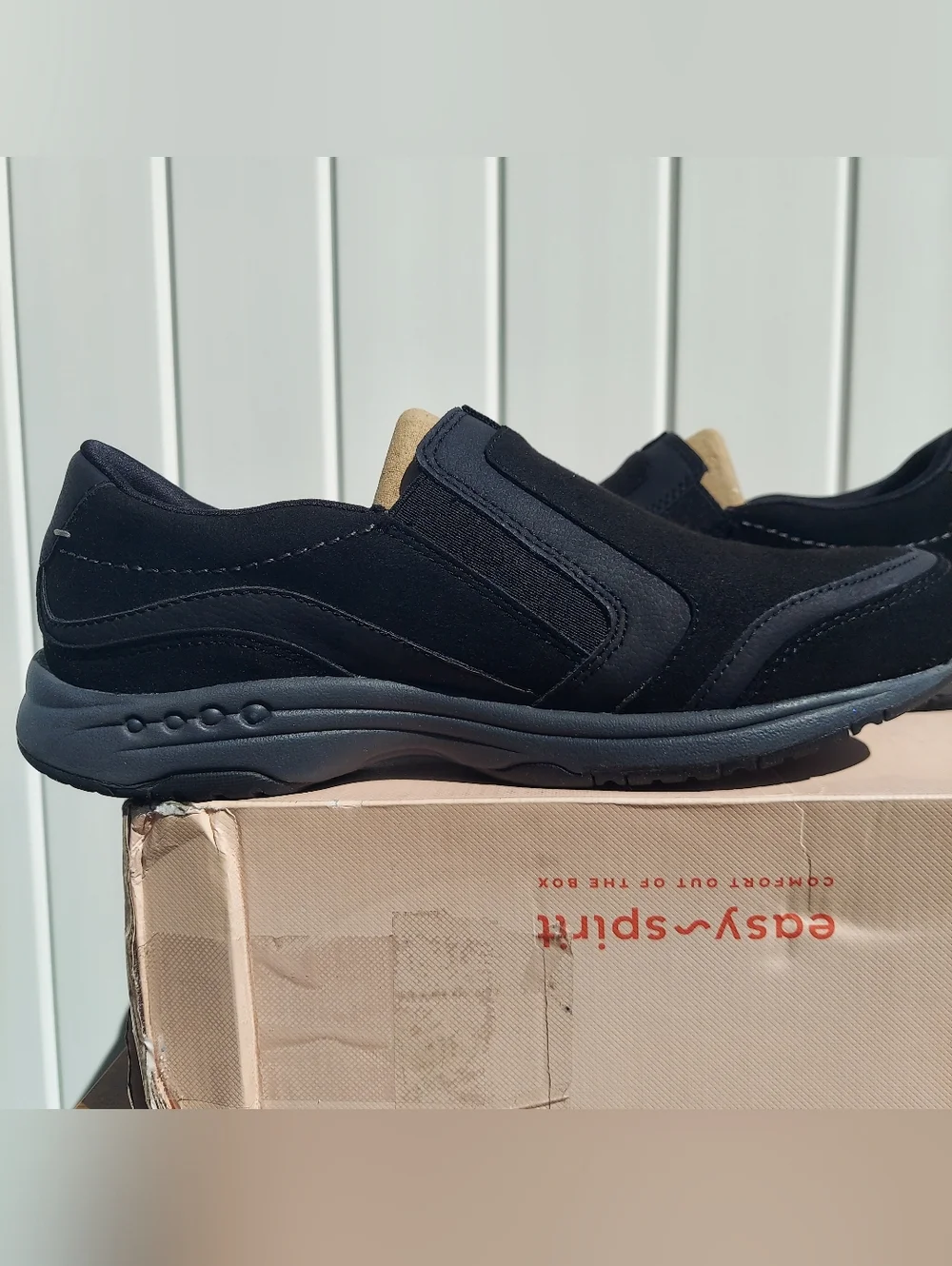 Easy Spirit Thallow Black Suede Slip-On Zipper Comfort Loafer Womens Size 9 NWT